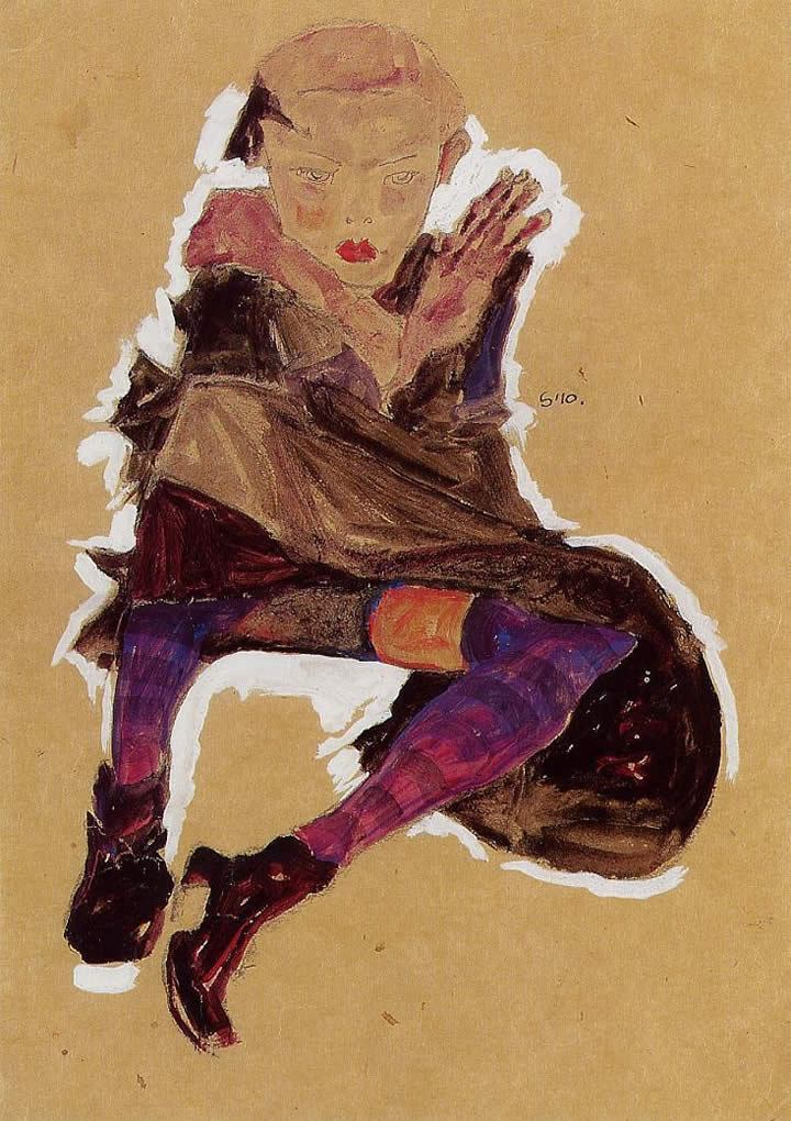 Egon Schiele Seated Young Girl
